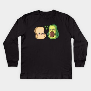 All i need is bread and avocado, Kawaii bread and avocado. Kids Long Sleeve T-Shirt